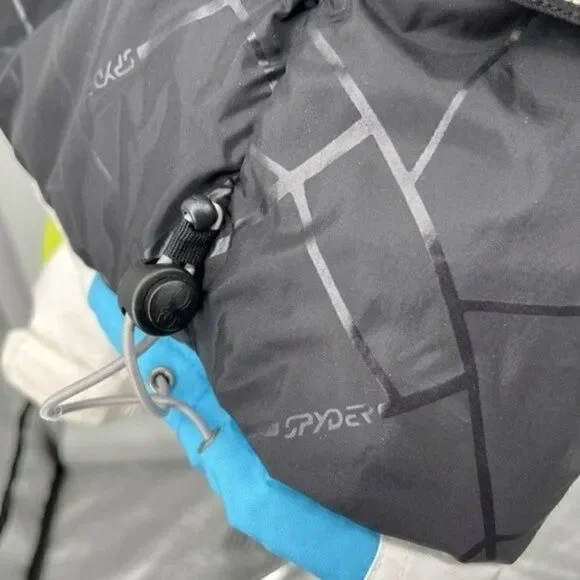 Spyder Womans sky hooded jacket kids boys girls size 20 white and blue - Picture 12 of 16